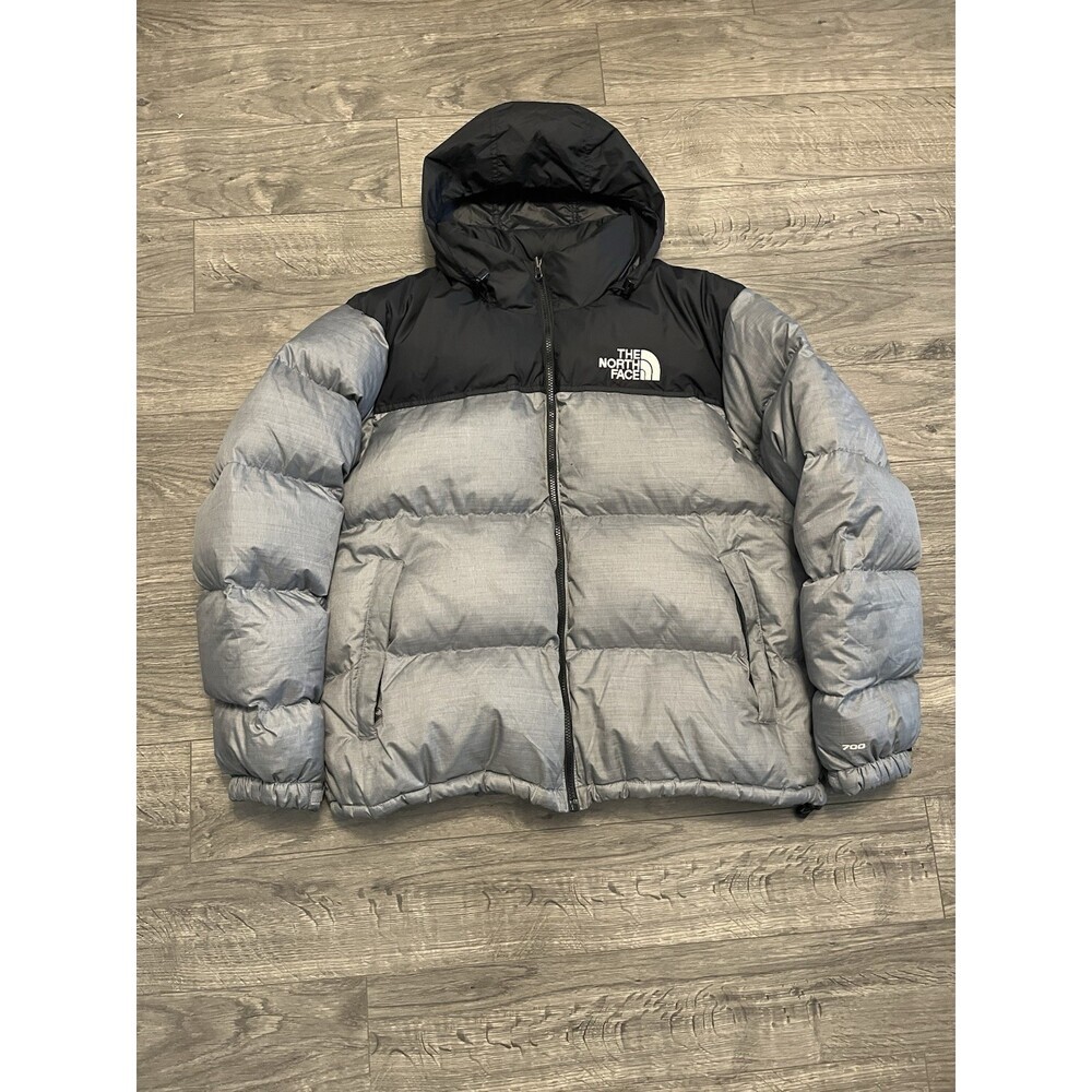 North Face Mens Medium Vintage Retro 96 Grey Nuptse 700 Down Puffer Jacket Coat